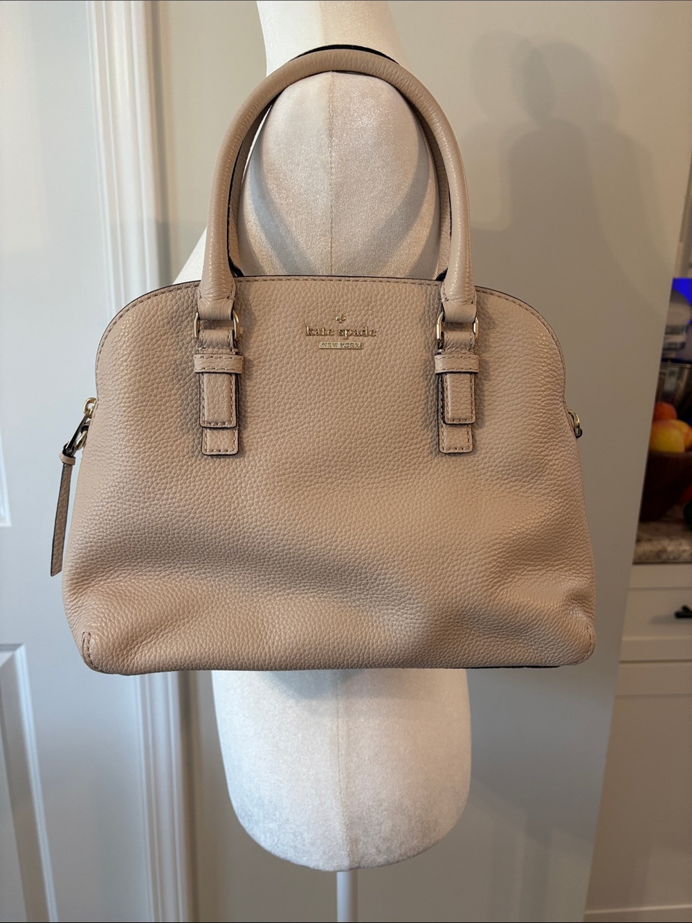 Kate Spade Pebbled Leather Satchel in Cream